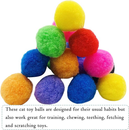 PET SHOW 20Pcs 1.5"/3.8cm Cat Toy Balls Bulk Soft Kitten Pompon Toys Indoor - Image 7