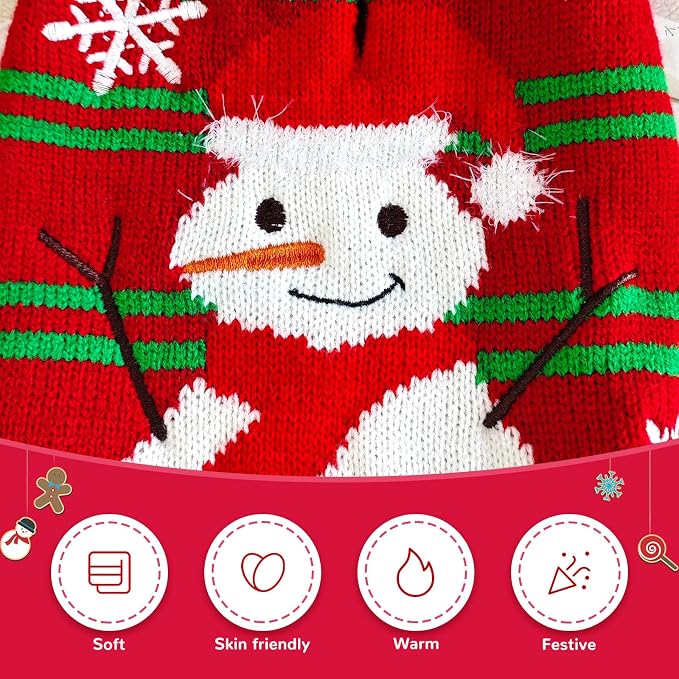 Dog Christmas Sweater Cute Snowman Puppy Cat Costume Boy Girls Xmas Holiday Pet - Image 5