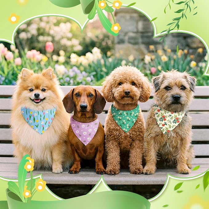 Abbylike 50 Pieces Spring Dog Bandanas Bulk Flower Daisy Sunflower Dog Bandanas - Image 6