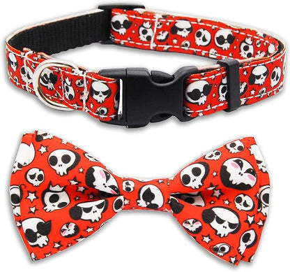 Halloween Dog Collar, Holiday Adjustable Ghost Skull Collar by PohshidoPet