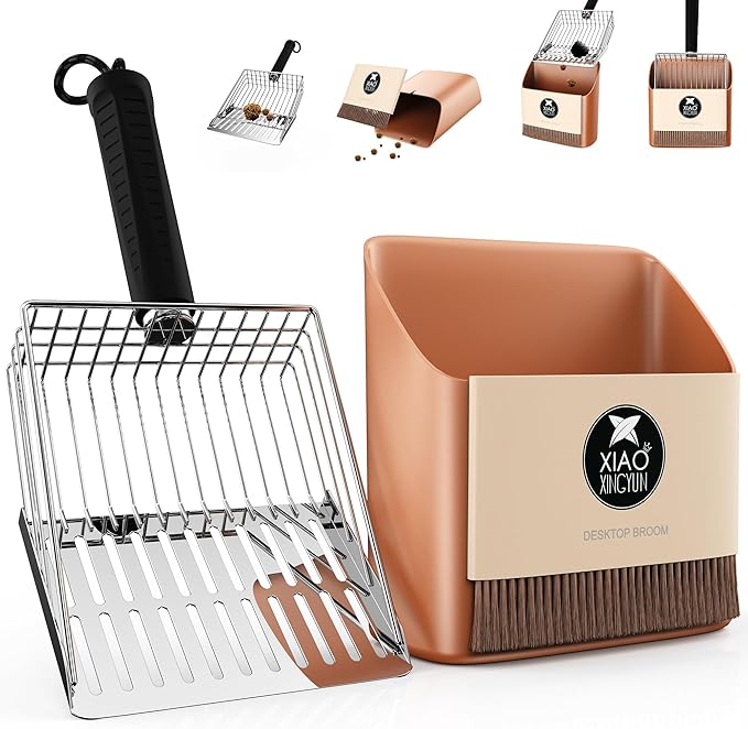 Cat Litter Scooper with Holder, Metal Litter Scoop Includes Portable Small by XIAOXINGYUN