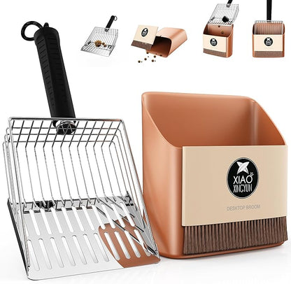 Cat Litter Scooper with Holder, Metal Litter Scoop Includes Portable Small by XIAOXINGYUN