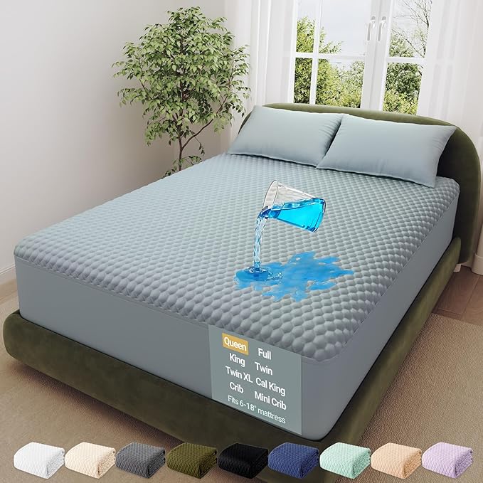 OhGeni 100% Waterproof Mattress Protector, Queen Size Mattress Soft Pad by OhGeni