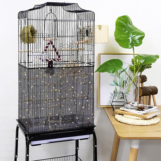 JULMELON 2Pcs Adjustable Bird Cage Seed Catcher Birdcage Nylon Mesh Cover - Image 6