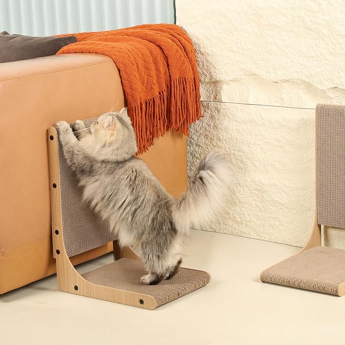 Zakkart 2-Pack Cat Scratching Board, 19.7'' Tall Cardboard L Shape Vertical Cat - Image 7