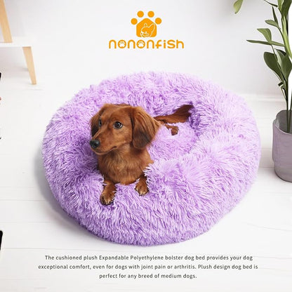 Calming Dog Bed for Medium Dogs Washable Donut 30 inches Anti-Slip Pet Bed - Image 6