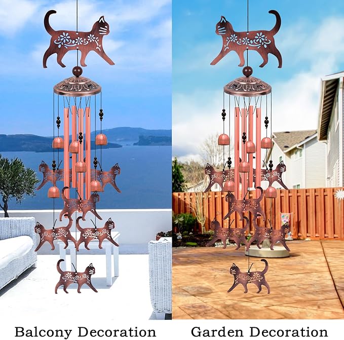 Outdoor Cat Wind Chimes, Gifts for Mom & Grandma & Woman & Family & Neighbor - Image 6