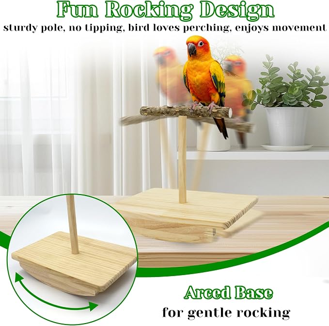 Natural Wood Bird Perch Stand Training, Quaker Parrot Toys, Intelligence Puzzle - Image 2
