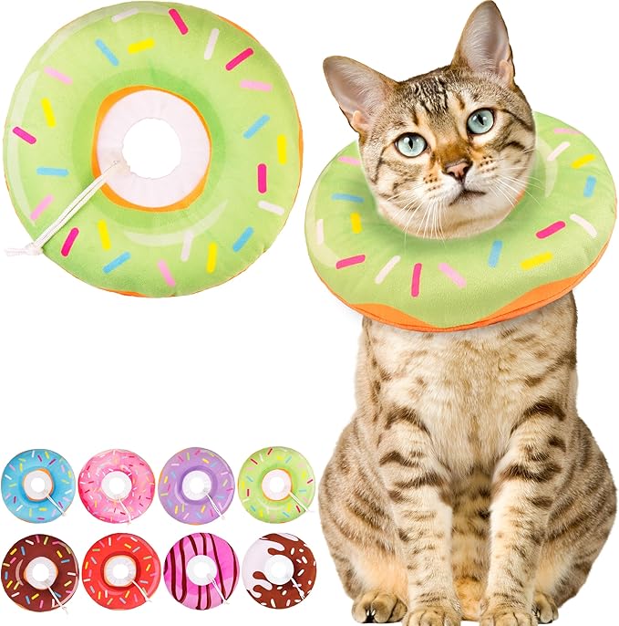 Cat Cone Collar Soft, Cute Cat Donut Collar After Surgery, Adjustable Kitten by Unknown