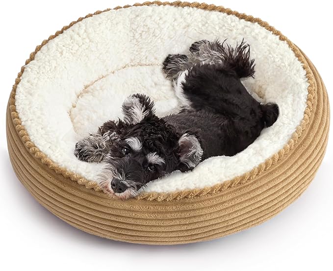 Love's cabin Round Donut Cat and Dog Cushion Bed, 25in Pet Bed by Lovescabin