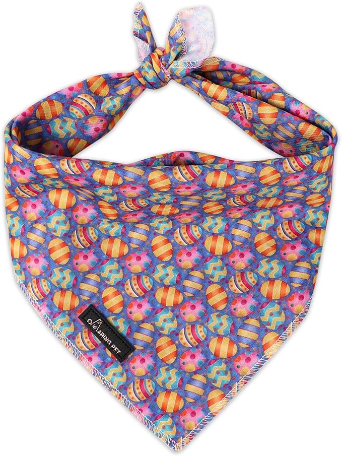ARING PET Easter Dog Bandanas, Cute Purple Colorful Eggs Pet Bandana Scarf by ARINGPET