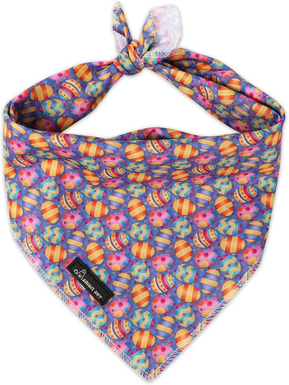 ARING PET Easter Dog Bandanas, Cute Purple Colorful Eggs Pet Bandana Scarf by ARINGPET