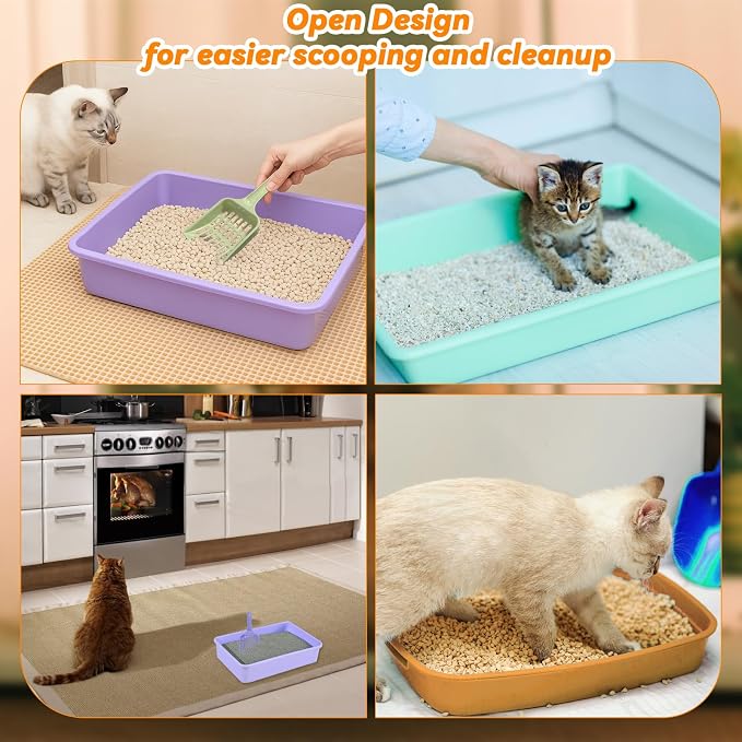 6 Set Small Cat Litter Box Kitten Litter Pan 12.3" x 8.5" x 2.7" Rabbit Plastic - Image 7