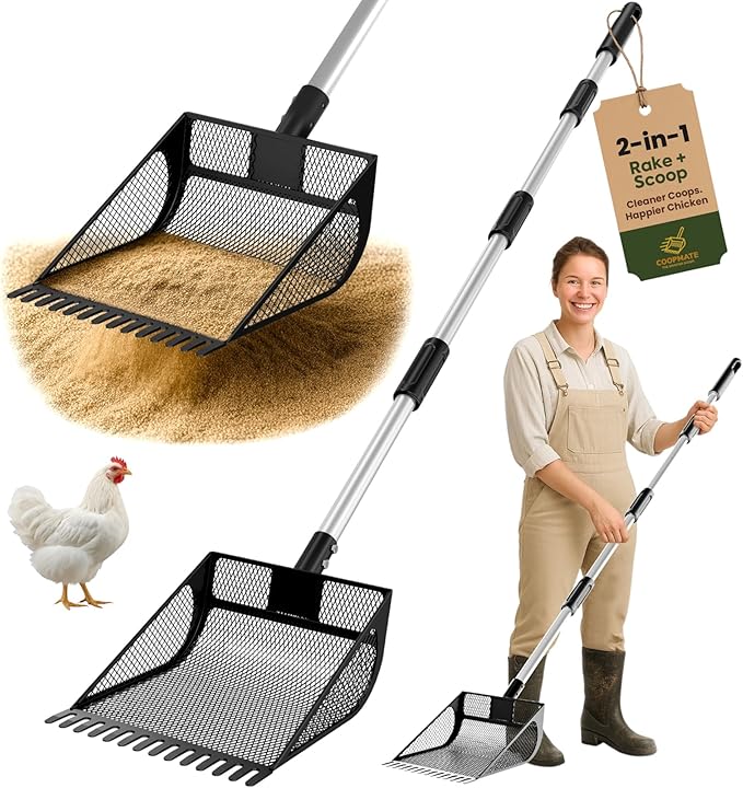 2-in-1 Chicken Coop Poop Scooper and Rake by Unknown