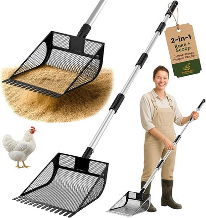 2-in-1 Chicken Coop Poop Scooper and Rake by Unknown