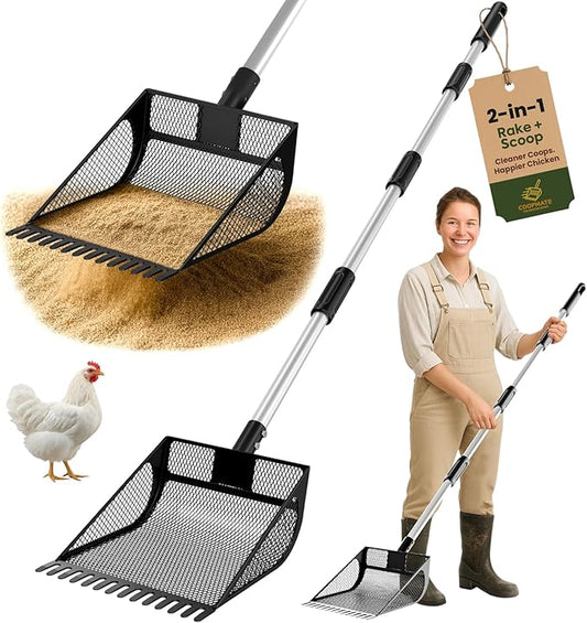 2-in-1 Chicken Coop Poop Scooper and Rake by Unknown
