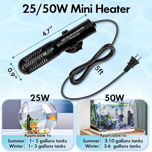 Orlushy 25W Small Submersible Aquarium Heater, Constant Temperature Betta Fish - Image 2