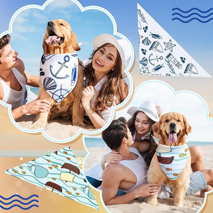 150 Pcs Ocean Dog Bandanas Bulk Summer Pet Bibs Triangle Ocean Themed Pet Scarf - Image 7
