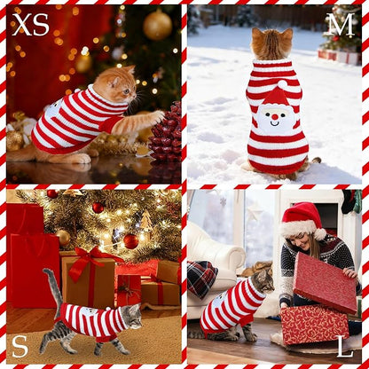 Cat Christmas Sweater Pet Winter Warm Coat Pajamas Christmas Santa Knitwear Cat - Image 6