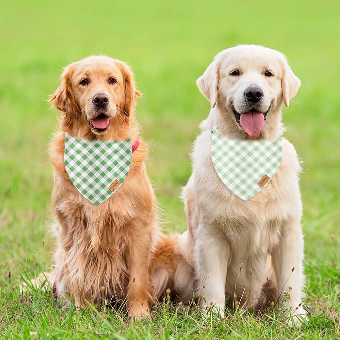 2Pcs Dog Bandanas Sage Green Plaid Triangle Pet Scarf Adjustable Puppy - Image 7