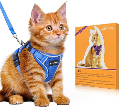 Halypet Cat Harness and Leash Set Escape Proof Adjustable Cat Leash Comfortable by DOMoreWithYourPet