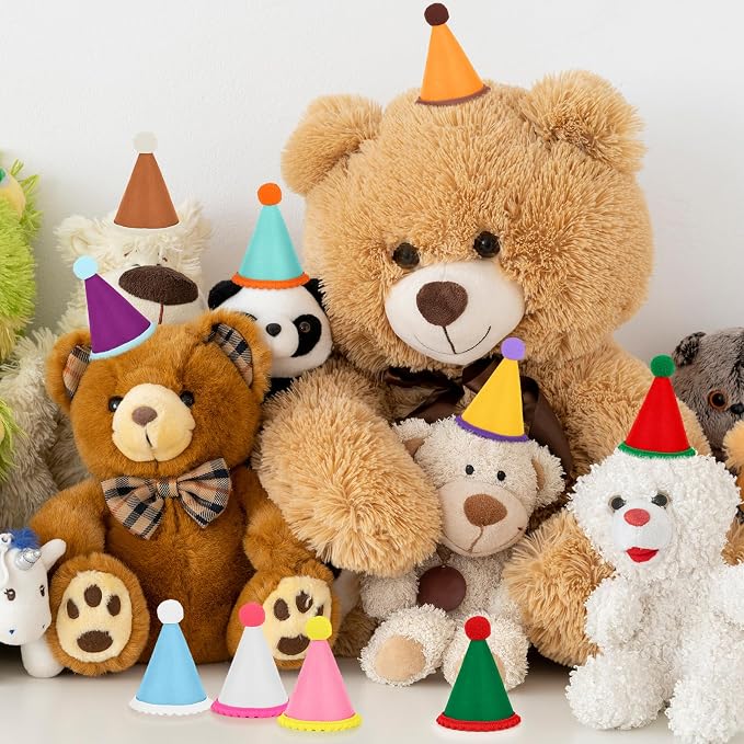 Hxezoc 10 Pcs Mini Birthday Party Hats Multicolor Lovely Crimping Cone Hats - Image 4