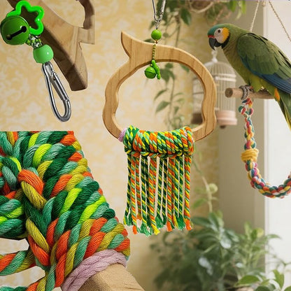 Bird Swing for Parrots – Extra Strong Natural Wood and Rope Hanging Toy for - Image 4