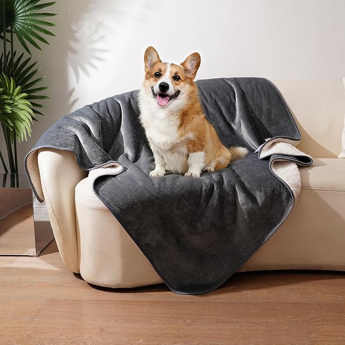 Sunheir Waterproof Dog Blanket for Bed Couch, Soft Plush Pet Blankets for Small - Image 2