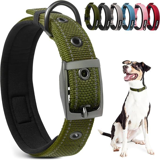 PetiFine Dog Collar for Large Dogs, Neoprene Padded and Adjustable, Reflective by PetiFine