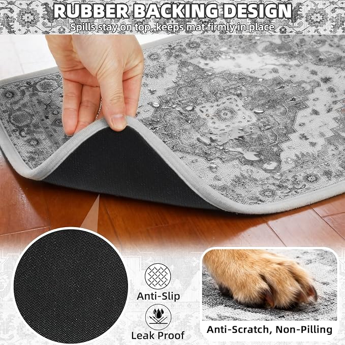 PUPTECK Dog Food Mat, Absorbent Pet Feeding Bowl Mat, Non-Slip Dog Mat - Image 4