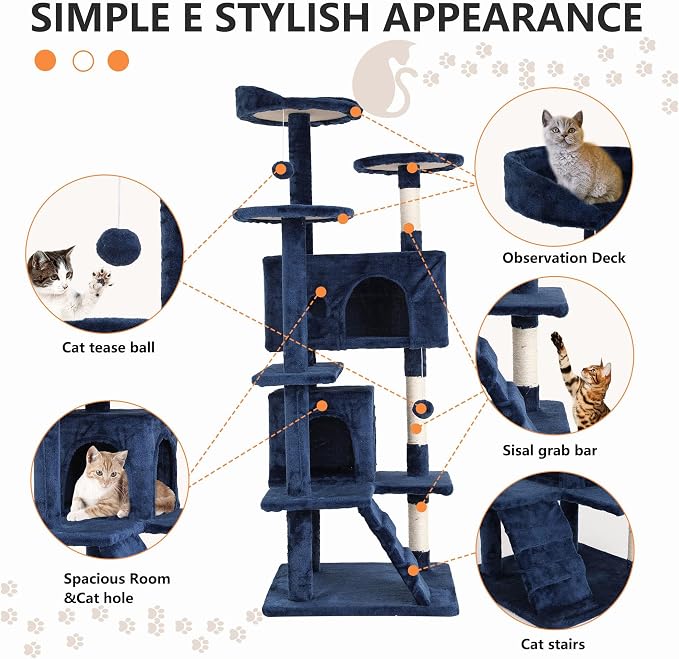Cat Tree for Indoor Cats, Space Saving Cat Activity Center, Durable Pet Play - Image 3