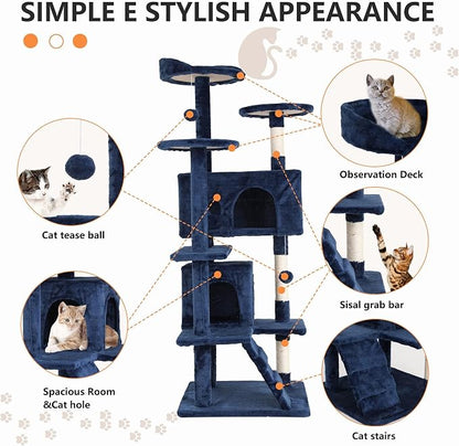 Cat Tree for Indoor Cats, Space Saving Cat Activity Center, Durable Pet Play - Image 3