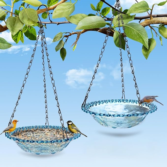2 Pack Hanging Bird Baths, Hanging Bird Feeders by Unknown