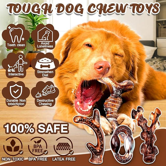 Dog Chew Toys for Aggressive Chewers 4 Pack, Indestructible Dog Toys, Bacon - Image 2