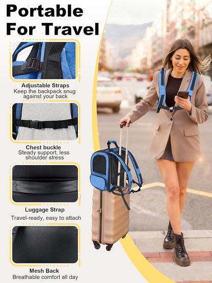 Large Cat Carrier with Tunnel Extension, Portable Small Dog Backpack with - Image 7
