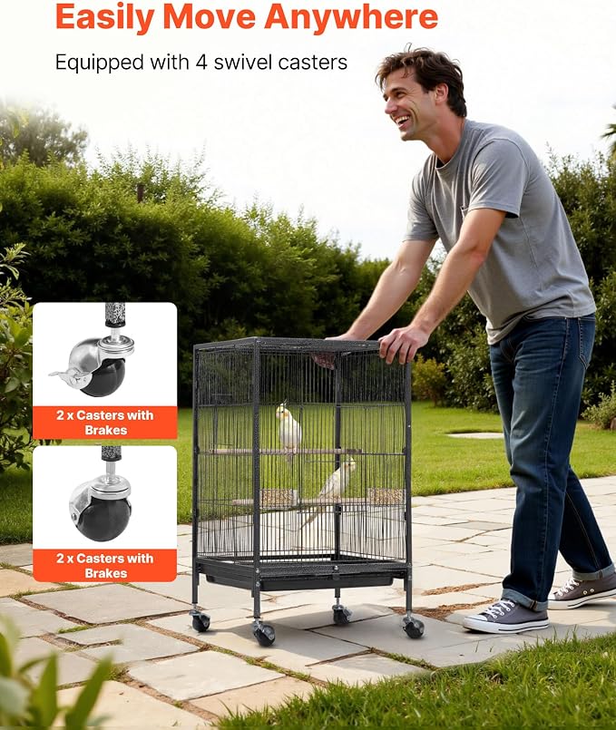 VEVOR Bird Cage, Open Flat Top, Wrought Iron Bird Flight Cage - Image 5