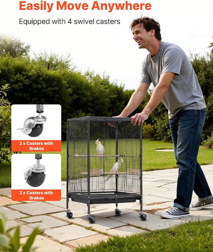 VEVOR Bird Cage, Open Flat Top, Wrought Iron Bird Flight Cage - Image 5