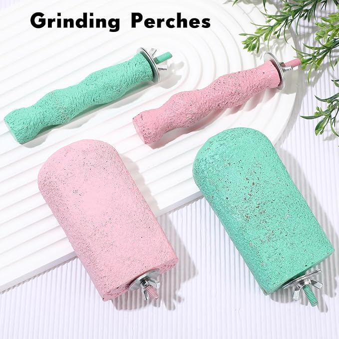 Soulchen 4 Pcs Bird Beak Grinding Calcium Stone Perches Large 4.8 Inch Parrot - Image 3
