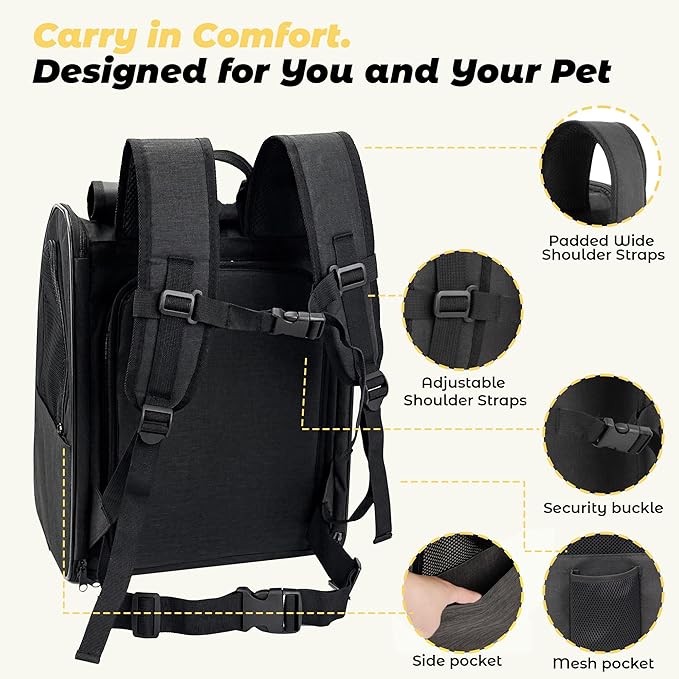 Zavothy Cat Backpack Carrier, Expandable Airline Approved Pet Backpack - Image 4