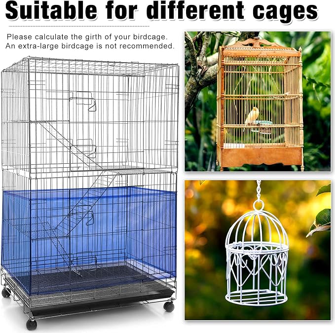 Shappy Large Bird Cage Seed Catcher, Bird Cage Cover Net Skirt Guard, - Image 4