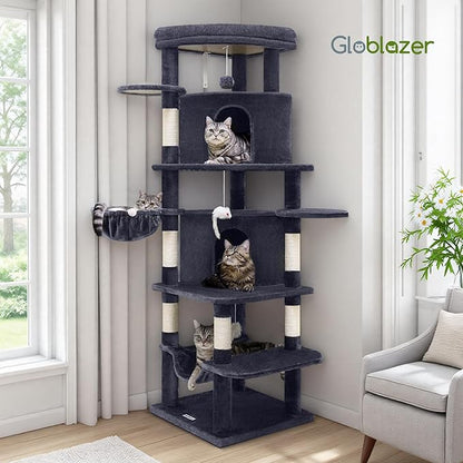 Globlazer Corner Cat Tree for Large Cats, 66inch Tall Curved Series Large Cat - Image 8