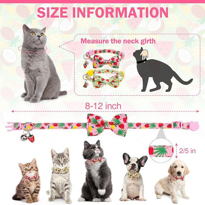 Cat Collar with Bell Bow Tie Fruit Breakaway Bowtie Cat Collar - Image 3