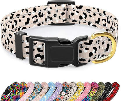 Reflective Dog Collar for Small Dogs, Cute Leopard Style Adjustable Heavy-Duty by TMOODEL