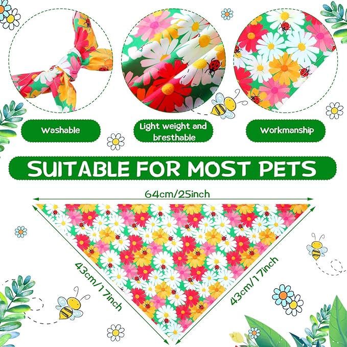 Eccliy 30 Pack Flower Dog Bandanas Bulk Summer Soft Triangle Dog Scarfs - Image 2