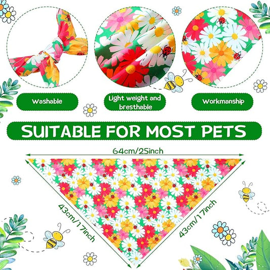 Eccliy 30 Pack Flower Dog Bandanas Bulk Summer Soft Triangle Dog Scarfs - Image 2