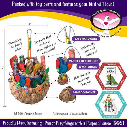 Super Bird Creations SB669 Wicker Foraging Basket Bird Toy - Image 2