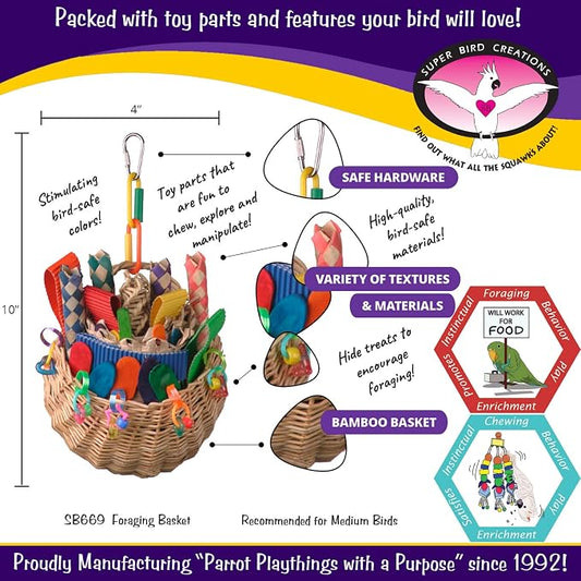 Super Bird Creations SB669 Wicker Foraging Basket Bird Toy - Image 2