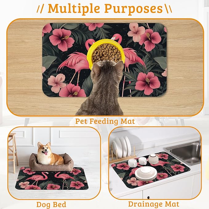 Pet Feeding Mat, Non-Slip Water Bowl Placemat, Pet Supplies 16" x 24" - Image 7