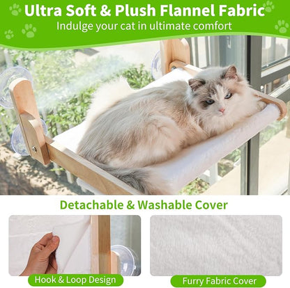Cat Window Perch with Wooden Frame – Aloxina Foldable Cat Hammock Bed - Image 3