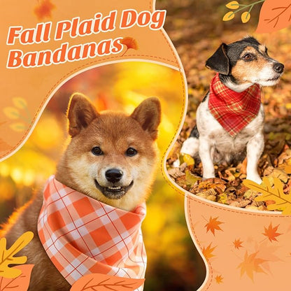 Weewooday 50 Pcs Thanksgiving Fall Dog Bandanas Bulk Plaid Bandanas - Image 2